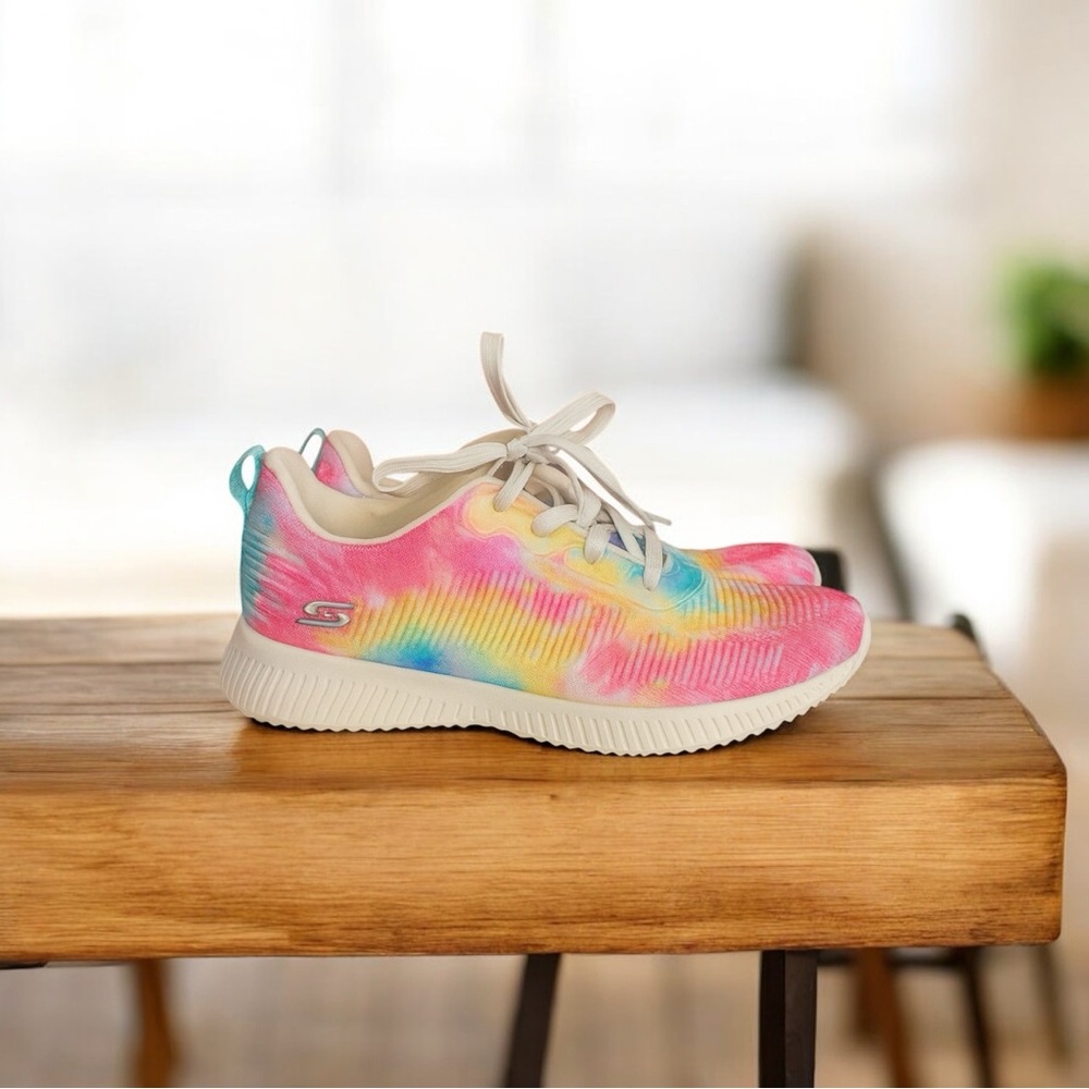 Skechers BOBS Rainbow Tie-Dye Knit Sneakers • Women’s 7.5 - Picture 3 of 3